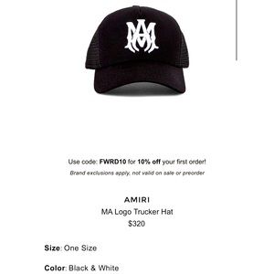 COPY - Brand Amiri Size OS-One Size Color Black W/White